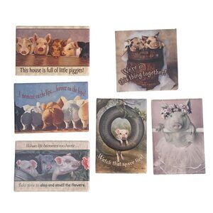 Leanin Tree 6-Set Pig-Themed Magnet Set Humor & Farmhouse Style Art Vintage